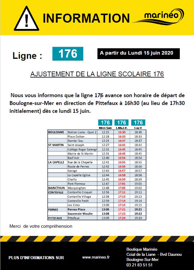 Transports et Horaires des bus - Commune de Baincthun