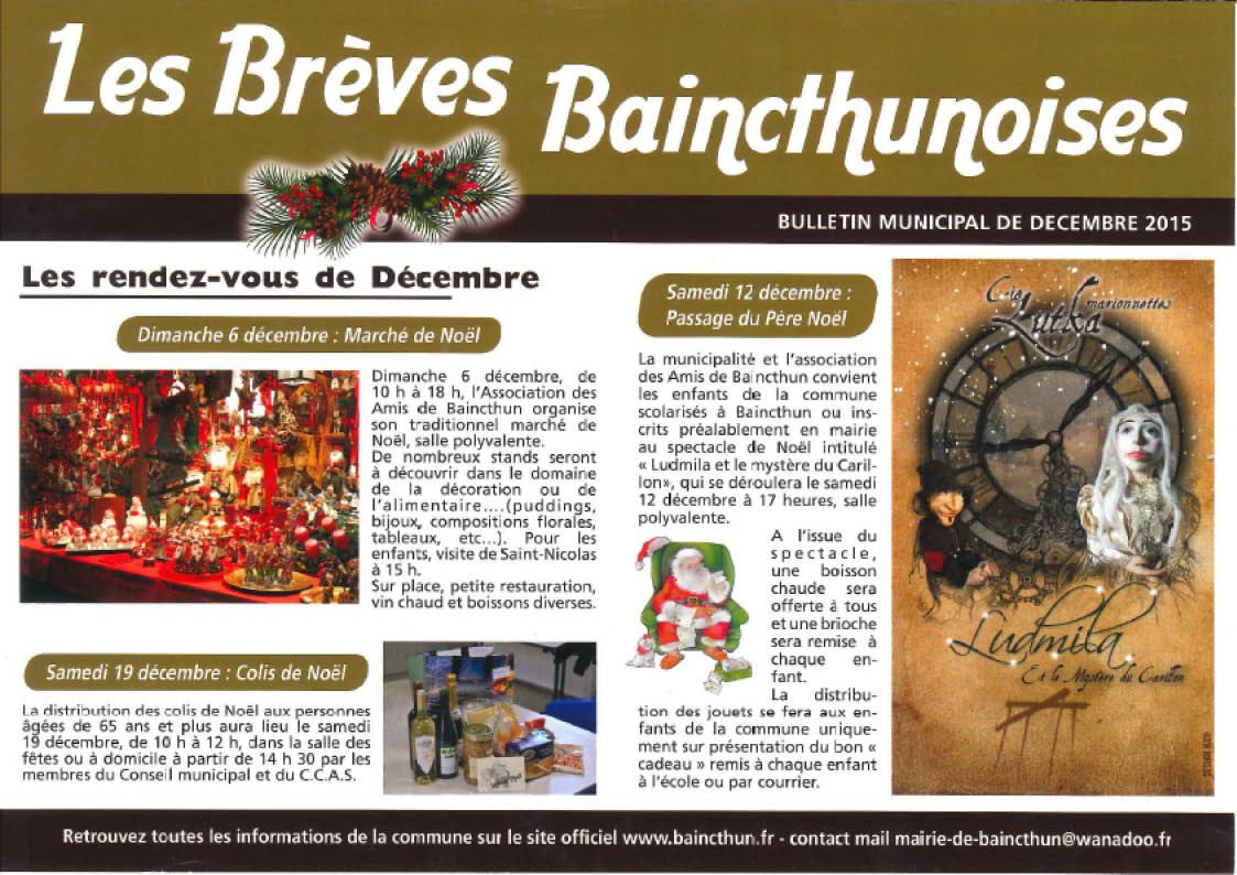 Brèves Baincthunoises - Décembre 2015